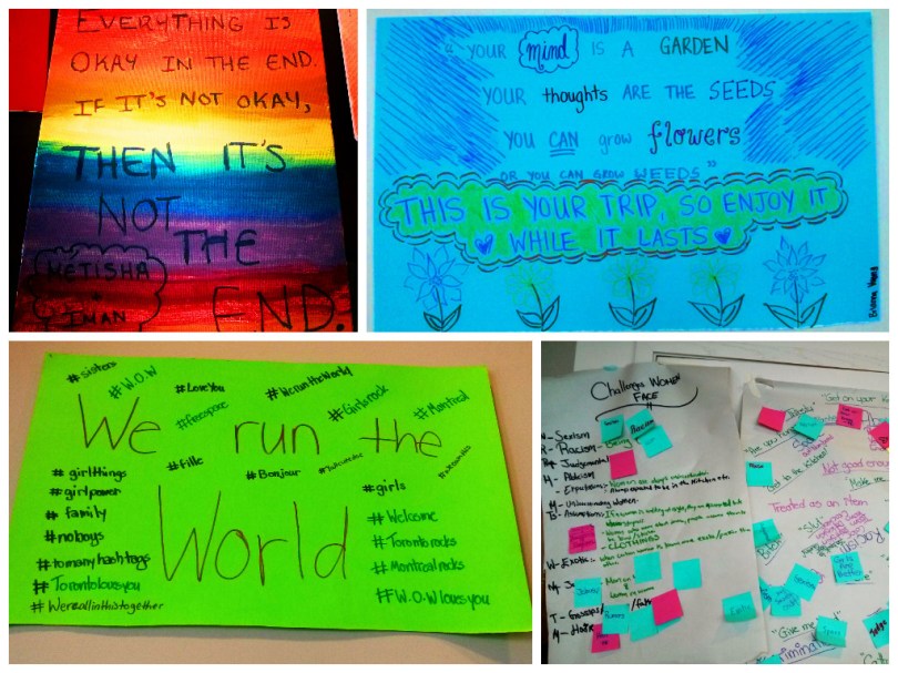 Artwork and discussion notes from group's activity sessions at the Regent Park Mainspace.